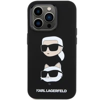 Karl Lagerfeld silikona Karl & Choupette galvas viedtālruņa apvalks iPhone 15 Pro Max - melns