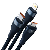 Baseus kabelis 3in1 Flash II USB - Lightning + USB-C + microUSB 1,2 m 3,5A zils