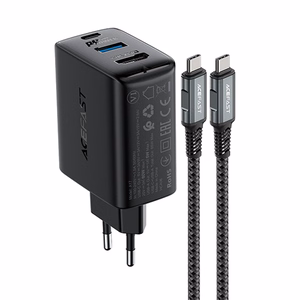 Acefast 2in1 lādētājs GaN 65W USB Type C / USB, HDMI adapteris 4K 60Hz (komplekts ar kabeli) melns (A17 melns)