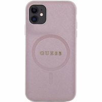 Guess GUHMN61PSAHMCP viedtālruņa apvalks iPhone 11 / Xr - rozā Saffiano Magnētiskais