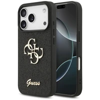 Guess Fixed Glitter Big 4G viedtālruņa apvalks iPhone 17 Pro - melns