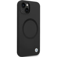 BMW BMHMP14SSILBK2 viedtālruņa apvalks iPhone 14 - melns Signature Liquid Silicone MagSafe