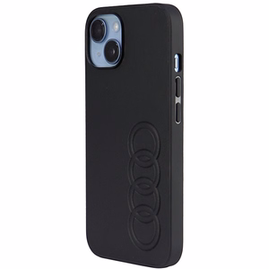 Audi sintētiskās ādas viedtālruņa apvalks iPhone 14 6.1" melns/melns cietais apvalks AU-TPUPPCIP14-TT/D1-BK