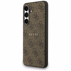 Guess 4G Ring Classic Logo Magnētiskais viedtālruņa apvalks Samsung Galaxy S25 FE - brūna