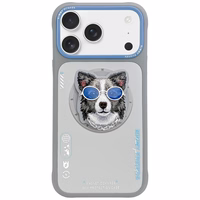 NIMMY viedtālruņa apvalks GLASSES COOL DOG saderīgs ar MagSafe priekš IPHONE 17 pelēks