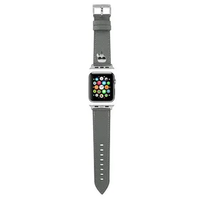 KARL LAGERFELD silikona siksna pulkstenim APPLE Watch KLAWLOKHG (SAFFIANO KH 42 / 44 mm) sudrabaina