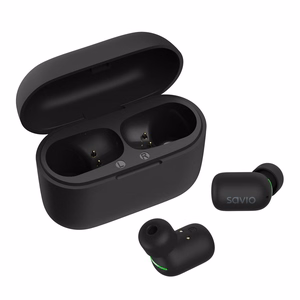 Savio TWS-09 IPX5 bezvadu in-ear austiņas mūzikai Bluetooth melnas