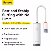 Baseus adapteris Lite Series - USB uz RJ45 - 1000 Mbps (WKQX000102) balts