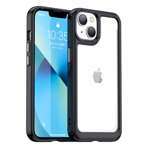 Outer Space viedtālruņa apvalks iPhone 14 Plus ciets vāciņš ar gēla rāmi melns