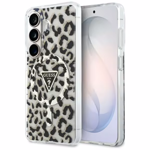 Guess maciņš IML Leopard Print Triangle MagSafe for Samsung Galaxy S26 melns