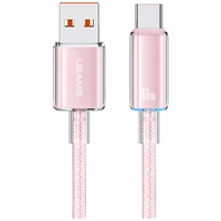 USAMS kabelis Cloud Series US-SJ658 6A USB-A uz USB-C 1,2m rozā