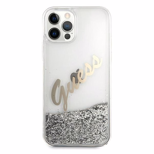 Guess GUHCP12LGLVSSI iPhone 12 Pro Max 6.7" silver/silver hardcase Glitter Vintage Script