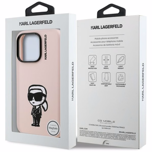 Karl Lagerfeld Silikona Karl Sketch MagSafe Maciņš for iPhone 16 Pro - rozā