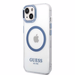 Guess Metāla kontūra Magnētiskais viedtālruņa apvalks iPhone 14 Plus - zils