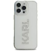 Karl Lagerfeld IML logotipa ar rhinestones viedtālruņa apvalks iPhone 16 Pro - caurspīdīgs