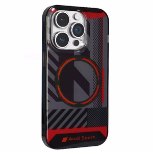 Audi IML Sporta Magnētiskais viedtālruņa apvalks iPhone 14 Pro Max 6.7" melns/melns cietais apvalks AU-IMLMIP14PM-RSQ/D2-BK