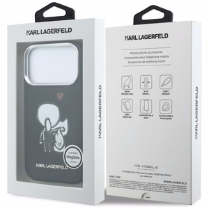 Karl Lagerfeld Karl & Choupette Back Logo MagSafe чехол для iPhone 17 Pro чёрный