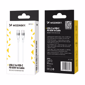 Wozinsky WSTCC1 USB-C / USB-C PD 65W kabelis 1 m garš - balts
