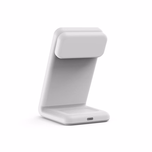 Crong MagSpot Pivot Stand 3 vienā bezvadu lādētājs iPhone, Apple Watch un AirPods ierīcēm, saderīgs ar MagSafe, balts