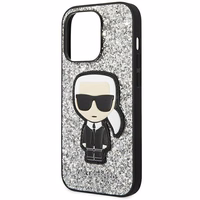 Karl Lagerfeld KLHCP14XGFKPG iPhone 14 Pro Max 6.7 "cietais apvalks sudraba / sudraba Mirdzošās Pārslas Ikonik