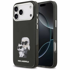 Karl Lagerfeld IML Aquarelle Karl & Choupette & Logo Magnētiskais viedtālruņa apvalks iPhone 17 Pro Max - melns
