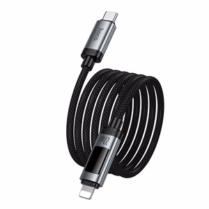 Data Cable with digital display USB C to Lightning Hoco PD 27W 1,2 m U148 black