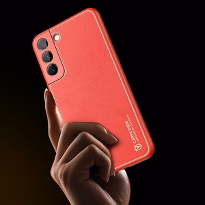Dux Ducis Yolo elegants apvalks no ekoloģiskās ādas Samsung Galaxy S22 + (S22 Plus) sarkans