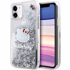Hello Kitty Liquid Glitter Charms Kitty Head Чехол для iPhone 11 / Xr - серебряный