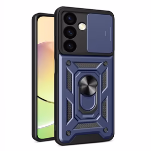Hybrid Armor Camshield bruņots viedtālruņa apvalks Samsung Galaxy A15 ar kameras vāciņu - zils