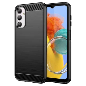 Elastīgais oglekļa raksta vāciņš Samsung Galaxy M14 viedtālrunim Carbon Case - melns