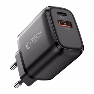 Tech-Protect NCA65W-GAN PD 65 W / QC3.0 2 pieslēgvietu sienas lādētājs, melns