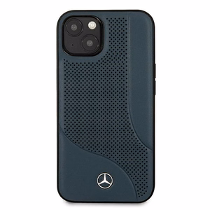 Mercedes ādas perforētās zonas viedtālruņa apvalks iPhone 13 mini – tumši zils