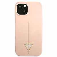 Guess GUHCP13SSLTGP iPhone 13 mini 5.4" rozā cietais apvalks silikona trīsstūris