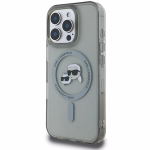 Karl Lagerfeld IML Metal Karl&Choupette Head magnētiskais viedtālruņa apvalks iPhone 16 Pro - melns
