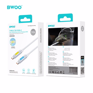 BWOO 240W Super Fast Charging Data Kabelis With RGB Light balts X325C-C
