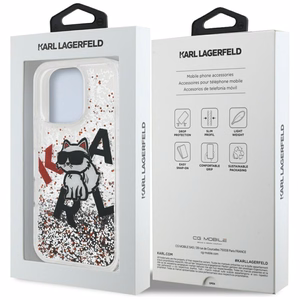 Karl Lagerfeld Liquid Glitter Choupette Logo macins iPhone 16 Pro - caurspidigs