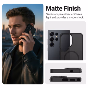 Crong Hybrid Matte Magnetic MagSafe vāciņš ierīcei Samsung Galaxy S25 Ultra, melns