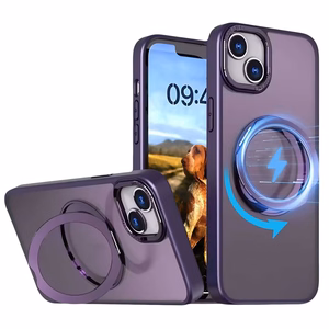 Viedtālruņa apvalks Mag Ring ar rotējošu gredzenu iPhone 15 Pro 6,1" violets