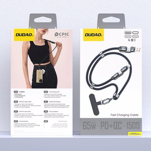 Dudao L20Max 65W 4-in-1 zils kabelis ar siksniņu USB-C uz USB-C ar Lightning un USB-A adapteriem