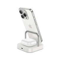 Galda lādētājs Hoco 2in1 USB C PD QC 3A 30W + bezvadu uzlāde 5W CQ16B balts