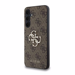 Guess 4G Big Metal Logo viedtālruņa apvalks Samsung Galaxy A35 - brūns