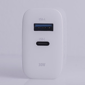 Forever TC-07-30AC PD QC lādētājs 1x USB-C 1x USB 30W balts + USB-C - USB-C kabelis 60W
