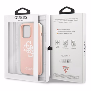 Guess GUHCP13LLS4GWPI iPhone 13 Pro / 13 6.1 silikona 4G logotipu kietais apvalks - rozā