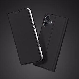 Dux Ducis Skin Pro viedtālruņa apvalks iPhone 16 Plus ar atveramu vāciņu un karšu nodalījumu - melns