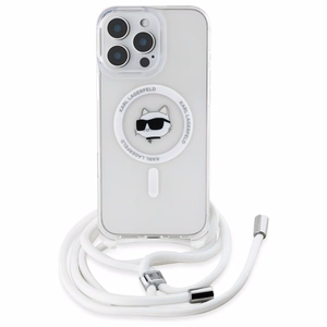 Karl Lagerfeld IML Choupette galva un aukla MagSafe iPhone 16 Pro viedtālruņa apvalks - caurspīdīgs