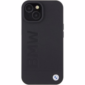 BMW Ādas Hot Stamp viedtālruņa apvalks iPhone 15 Plus - melns