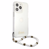Guess GUHCP13LKPSWH iPhone 13 Pro / 13 6.1" caurspīdīgs cietais apvalks White Pearl