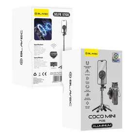 Blavec Selfie statīvs Alumīnija Coco Mini P-05 MagSafe statīvs + attālās vadības pults + turētājs 0,41 metri - melns