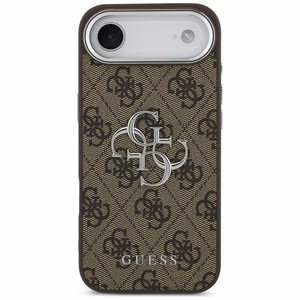 GUESS viedtālruņa apvalks IPHONE 17 Air GUHCP17MP4G4SMCW (4G PU ādas apvalks ar lielu 4G un klasisko logotipu un sudraba metāla kameras rāmi) brūns