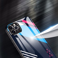 Krāsu stikla viedtālruņa apvalks izturīgs apvalks ar rūdīta stikla aizmuguri un kameras vāciņu iPhone 11 Pro Max raksts 1